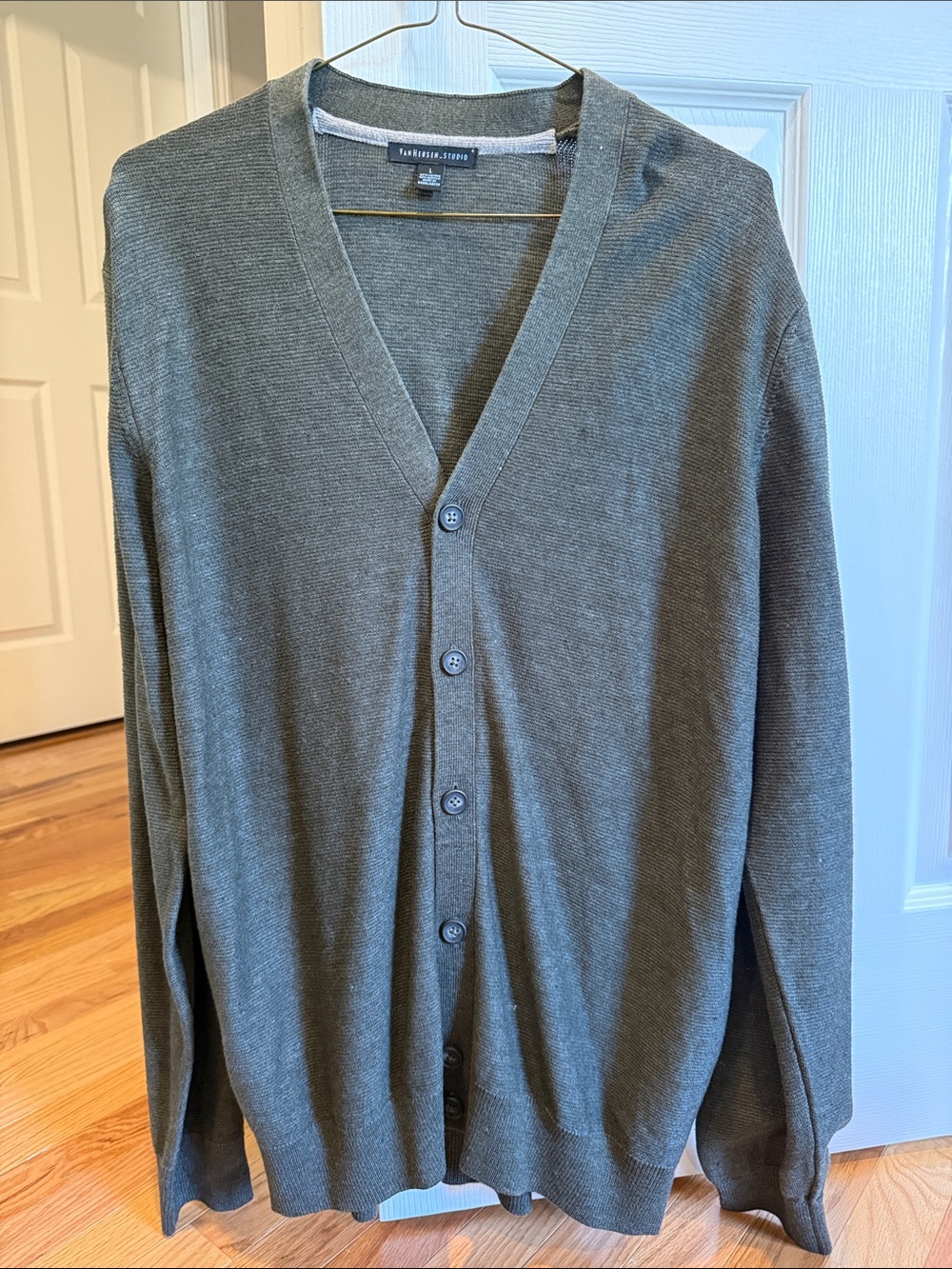 Van Heusen Olive Green Men's Button Front Cardigan